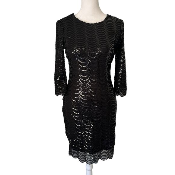 Lulus Dresses & Skirts - Lulus Stardust black sequin bodycon 3/4 sleeve mini dress size S